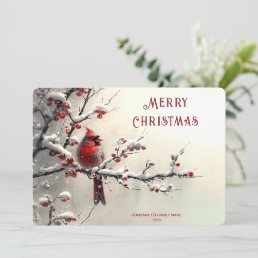 Christmas Red Cardinal Holiday Card Feestdagenkaart (Staand voorkant)