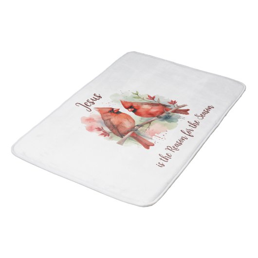 Christmas Red Cardinal Jesus Reason for Season Badmat (Gekanteld)