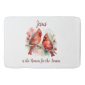Christmas Red Cardinal Jesus Reason for Season Badmat (Voorkant)