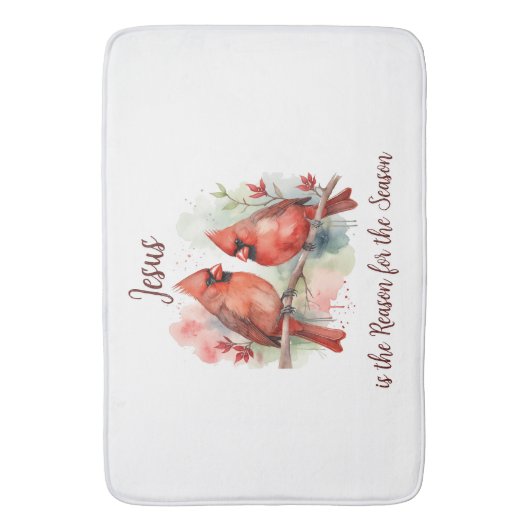 Christmas Red Cardinal Jesus Reason for Season Badmat (Voorkant Verticaal)