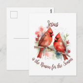 Christmas Red Cardinal Jesus Reason for Season Briefkaart (Voorkant / Achterkant)