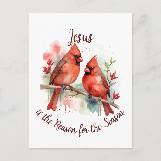 Christmas Red Cardinal Jesus Reason for Season Briefkaart (Voorkant)