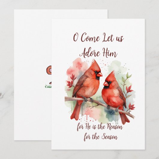 Christmas Red Cardinal Jesus Reason for Season  Feestdagenkaart (Voorkant / Achterkant)