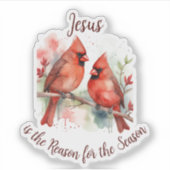 Christmas Red Cardinal Jesus Reason for Season Sticker (Voorkant)