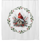 Christmas Red Cardinal Shower Curtain Douchegordijn (Voorkant)