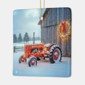 Christmas Red Farm Tractor In Snow Keramisch Ornament (Links)