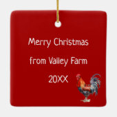 Christmas Red Farm Tractor In Snow Keramisch Ornament (Achterkant)