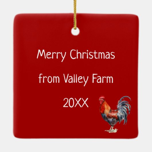 Christmas Red Farm Tractor In Snow Keramisch Ornament (Achterkant)