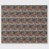 Christmas Red Farm Tractor With Glowing Wreath Cadeaupapier (Vlak)