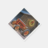 Christmas Red Farm Tractor With Glowing Wreath Servet (Hoek)