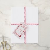 Christmas Red Festive Cute Hand Drawn Doodles Cadeaulabel (Met Touw)