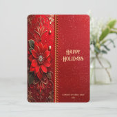 Christmas Red Flower Holiday Card Feestdagenkaart (Staand voorkant)