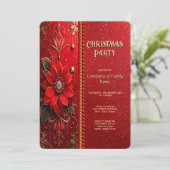 Christmas Red Flower Holiday Party Invitation Kaart (Staand voorkant)