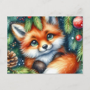 Christmas Red Fox Briefkaart
