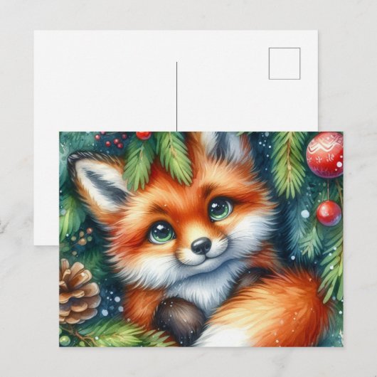 Christmas Red Fox Briefkaart (Voorkant / Achterkant)