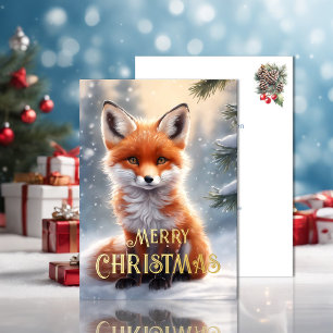 Christmas Red Fox Folie Feestdagenkaart