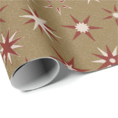 Christmas Red Geo Stars - op gouden patroon. Cadeaupapier (Rol Hoek)