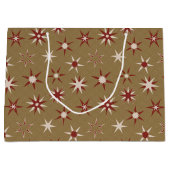 Christmas Red Geo Stars - op gouden patroon. Groot Cadeauzakje (Voorkant)