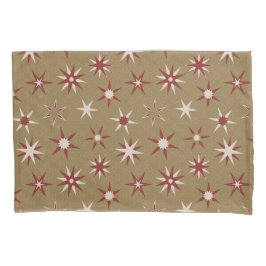 Christmas Red Geo Stars - op gouden patroon. Kussensloop