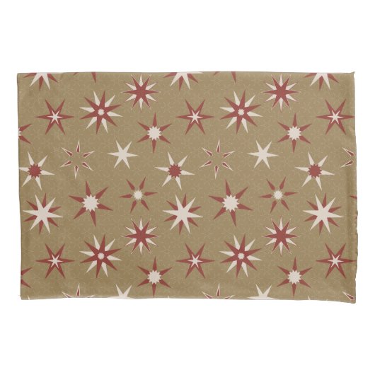 Christmas Red Geo Stars - op gouden patroon. Kussensloop (Voorkant)