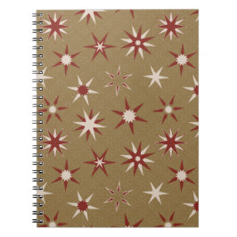 Christmas Red Geo Stars - op gouden patroon. Notitieboek