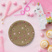 Christmas Red Geo Stars - op gouden patroon. Papieren Bordje (Feest)