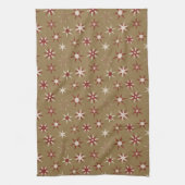 Christmas Red Geo Stars - op gouden patroon. Theedoek (Verticaal)