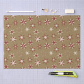 Christmas Red Geo Stars - op gouden patroon. Tissuepapier (Craft)