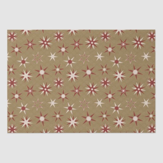 Christmas Red Geo Stars - op gouden patroon. Tissuepapier (Voorkant)