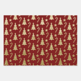 CHRISTMAS RED & GOLD HOLIDAY TRENAMENS INPAKPAPIER VEL