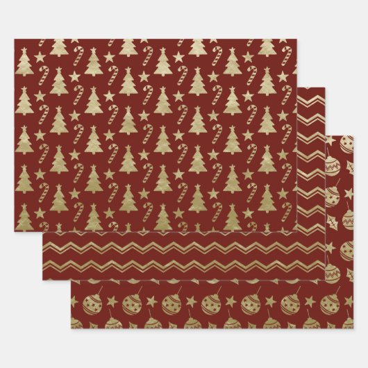 CHRISTMAS RED & GOLD HOLIDAY TRENAMENS INPAKPAPIER VEL (Set)