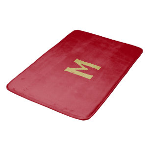 Christmas Red Gold Monogram Badmat