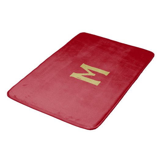 Christmas Red Gold Monogram Badmat (Gekanteld)