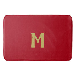 Christmas Red Gold Monogram Badmat