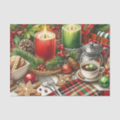 Christmas Red & Green Candlelight with Cookies Tissuepapier (Voorkant)