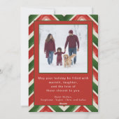 Christmas Red Green Chevron Arch Photo Feestdagenkaart (Achterkant)