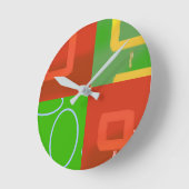 Christmas Red Green Geometric  Ronde Klok (Hoek)