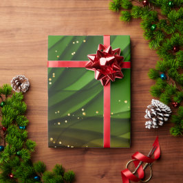 CHRISTMAS RED GREEN & GOLD ABSTRACTE SWIRLS CADEAUPAPIER