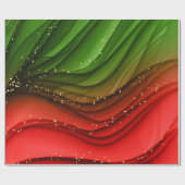 CHRISTMAS RED GREEN & GOLD ABSTRACTE SWIRLS CADEAUPAPIER (Vlak)