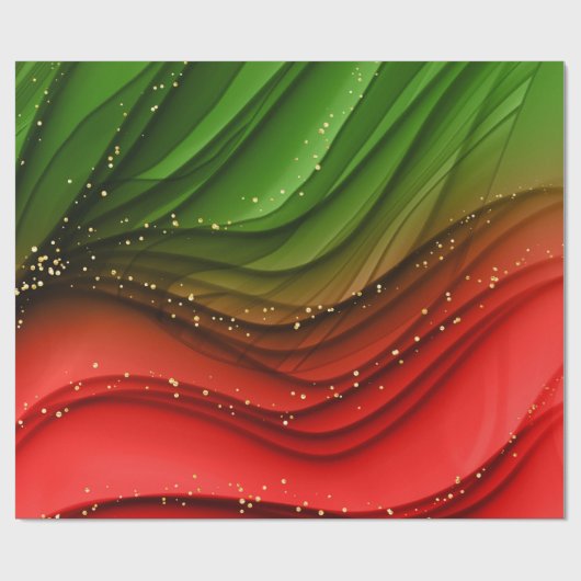 CHRISTMAS RED GREEN & GOLD ABSTRACTE SWIRLS CADEAUPAPIER (Vlak)