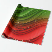 CHRISTMAS RED GREEN & GOLD ABSTRACTE SWIRLS CADEAUPAPIER (Uitgerold)