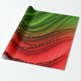 CHRISTMAS RED GREEN & GOLD ABSTRACTE SWIRLS CADEAUPAPIER