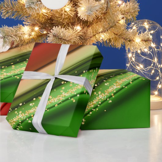 CHRISTMAS RED GREEN & GOLD ABSTRACTE SWIRLS CADEAUPAPIER (Feestdagen)