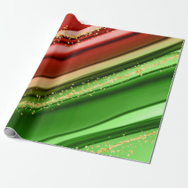CHRISTMAS RED GREEN & GOLD ABSTRACTE SWIRLS CADEAUPAPIER