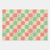 CHRISTMAS RED GREEN GOLD HOLIDAY PATTERNS INPAKPAPIER VEL (Voorkant 2)