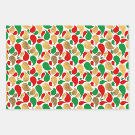 CHRISTMAS RED GREEN GOLD HOLIDAY PATTERNS INPAKPAPIER VEL