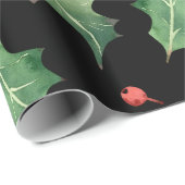 Christmas Red Green Mistletoe Black Cadeaupapier (Rol Hoek)