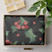 Christmas Red Green Mistletoe Black Tissuepapier (Geschenk)
