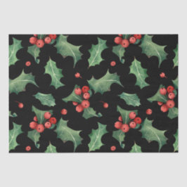 Christmas Red Green Mistletoe Black Tissuepapier