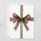 Christmas Red Green Plaid Coquette Bow Holiday Kaart (Achterkant)